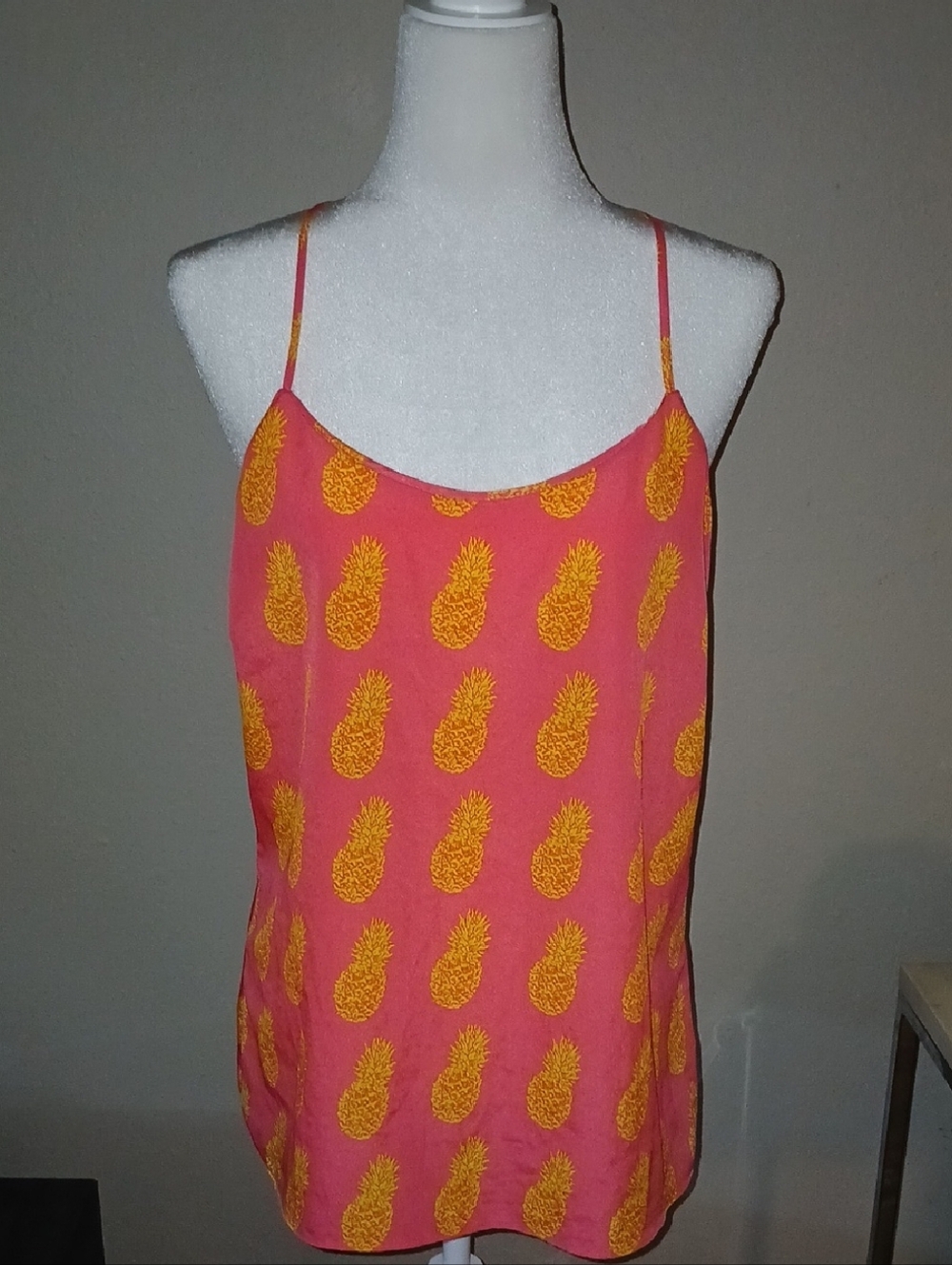J Crew Pineapple Print Pink Cami Tank Top